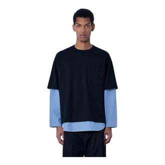 Comme Des Gar&ccedil;ons T-Shirts, male, Black, Size: XL Layered Crewneck T-Shirt