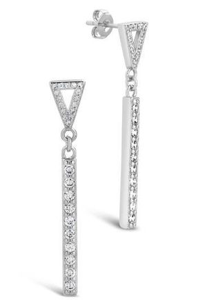 Sterling Forever Kiki Cubic Zirconia Linear Drop Earrings in Silver at Nordstrom Rack