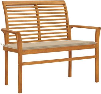 vidaXL Vidaxl - Banco de jardín madera maciza de teca con cojín beige 112 cm