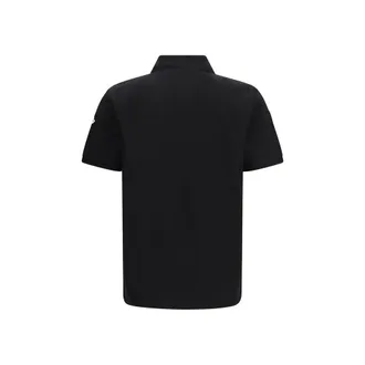 Moncler Mens Black Cotton Polo Shirt