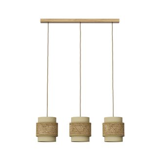 Vicco 3pcs L&aacute;mpara Colgante Morten, Rat&aacute;n/crema, 70 X 120 Cm, Vicco