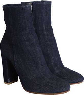 Gianvito Rossi Womens Cotton Block Heel Ankle Boot (Authentic Pre-Loved)