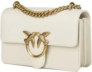 Pinko Womens Crossbody Bag White-Ivory Cow Leather - Crossbody-Bags White/ivory