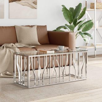 vidaXL Vidaxl - Mesa De Centro Acero Inoxidable Y Vidrio 110x45x45 Cm