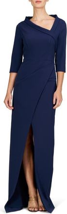 Kay Unger Helena Asymmetric Neck Gown in Midnight Blue at Nordstrom, Size 2