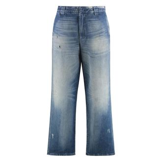 Golden Goose Wide Jeans, male, Blue, Size: XL Vintage Wide-leg Jeans with Distressed Details