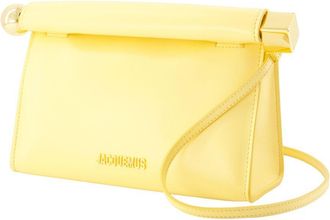 Jacquemus Womens Le Sac Rond Carre - Jacquemus Leather Yellow Lambskin Bags Handbags-Purses