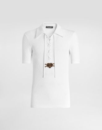 Dolce & Gabbana Cotton Interlock Serafino Shirt - Man T-shirts And Polos White 44