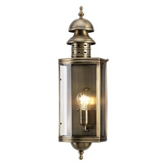 Netlighting Downing Street 1 Light Outdoor Wall Lantern Light Solid Brass IP44 E27 in Yellow
