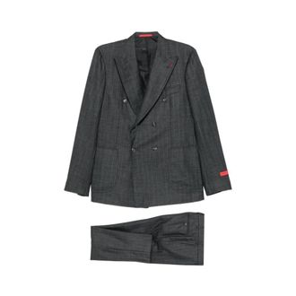 Isaia Jassen, Heren, Grijs, M, Dubbele-breasted Jas