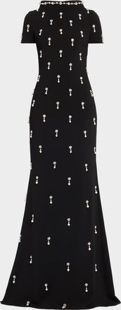 Badgley Mischka Crystal Embellished Mermaid Gown