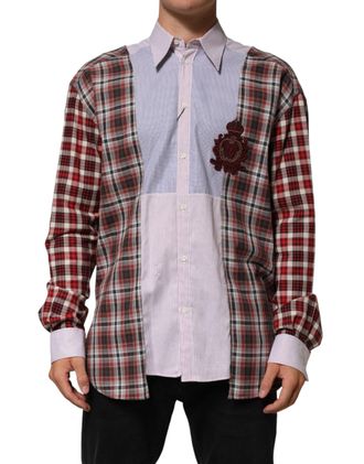 Dolce & Gabbana Multicolor Cotton Collared Checkered Mens Shirt