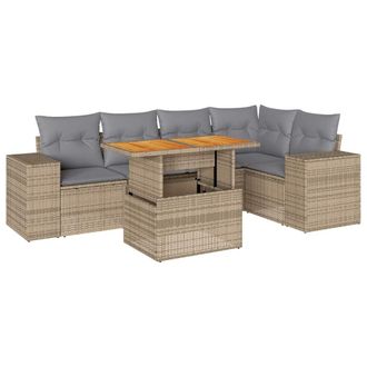 vidaXL Vidaxl - Set Divano Da Giardino 6 Pz Con Cuscini Beige In Polyrattan