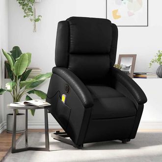 vidaXL Vidaxl - Sill&oacute;n De Masaje Elevable El&eacute;ctrico Cuero Sint&eacute;tico Negro