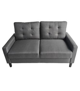 Home Heavenly Sof&aacute; de 2 plazas en tela antimanchas en gris oscuro 86 x 140 x 76 cm