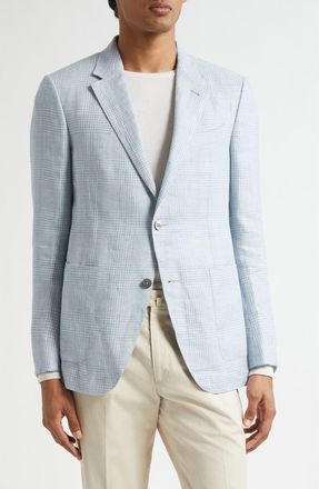 Ermenegildo Zegna Oasi Linen Sport Coat in Br Blue Checker at Nordstrom, Size 36 Us