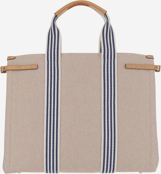 Valentino Garavani Mens Antibes Large Tote Bag Beige Cotton Shoulder