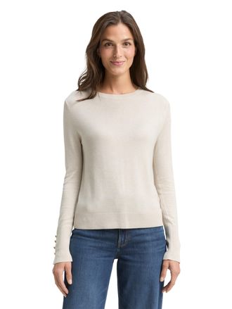 Tom Tailor Rundhalspullover TOM TAILOR, Damen, Gr. XXL, sand stone beige, Strick, Obermaterial: 85% Viskose, 15% Polyamid, unifarben, regular fit normal, Rundhal