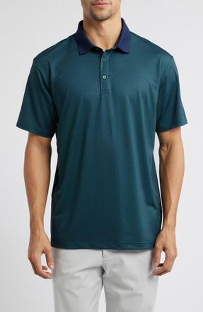 Swannies Evan Diamond Print Golf Polo in Midnight Navy at Nordstrom, Size Xx-Large