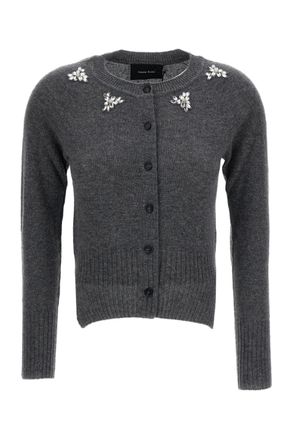 Simone Rocha Cashmere Cardigan With Crystal-Cut Neckline Appliqu&eacute;
