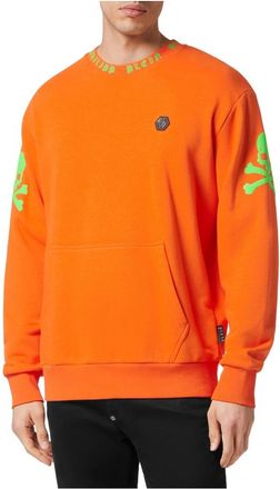 Philipp Plein Hoodies & sweatvesten, Heren, Oranje, L, Katoen, Sweatshirt Skull&Bones