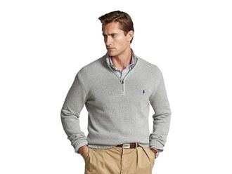 Polo Ralph Lauren Cotton 1/4 Zip Sweater Mens Sweater Andover Heather : XL