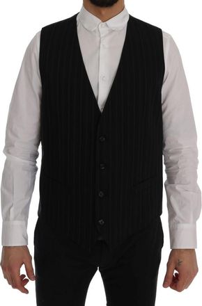 Dolce & Gabbana Grijs STAFF Katoenen Gestreept Mannen Vest