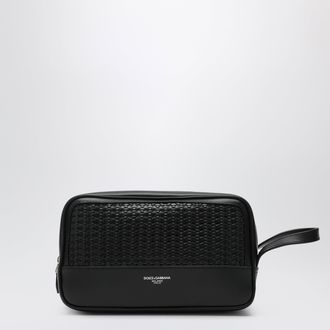 Dolce & Gabbana Atene toiletry bag in plonge calfskin leather, black