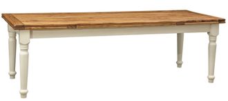 Biscottini International Mesa Estilo Country Extensible De Madera Maciza De Tilo Armaz&oacute;n Blanco Envejecido Cima Acabada Con Efecto Natural 250x100x80 Cm