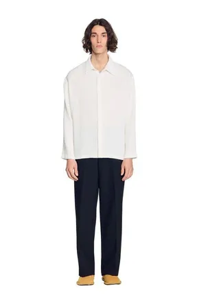 Sandro Crinkled loose-fit shirt in White at Nordstrom, Size X-Large