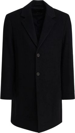 Vince Enkelrijige Topcoat van Wolmix - Heren - Mantel - Zwart - L - Wol - Jassen