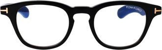 Tom Ford Blue Block Round Opticals - male - Tom Ford - Glasses - Black - 47 MM - Accessories