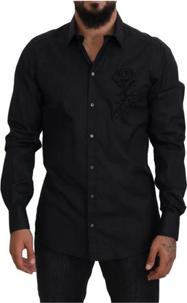 Dolce & Gabbana Heren, Overhemden, Zwart, Maat: S Katoen