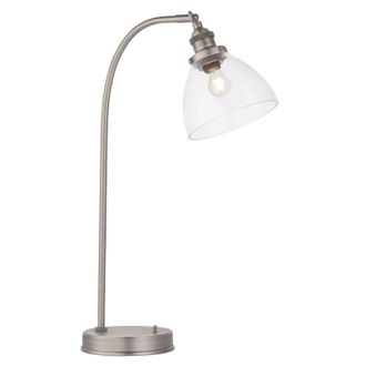 Loops Table Lamp - Brushed Silver Paint & Clear Glass - 40W E14 golf - Bedside Light in Metallics
