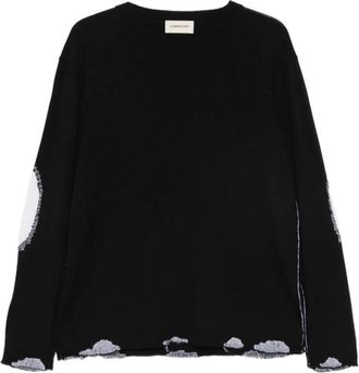 ATOMOFACTORY Atomofactory - Distressed trui met ronde hals - Heren - Truien - Zwart - Maat: XL