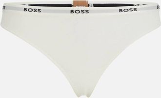 HUGO BOSS Womens Logo Waistband Thong, White - Size: 10