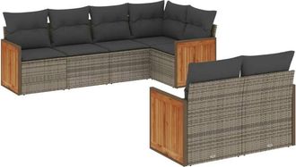 vidaXL Set De Sof&aacute;s De Jard&iacute;n 7 Piezas Con Cojines Rat&aacute;n Pe Gris Vidaxl