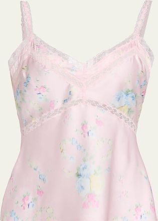 LoveShackFancy Lirena Lace-Trim Sleeveless Satin Top