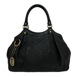 Gucci Black Leather Handbag Shoulder Bag Tote Bag (Pre-Owned)