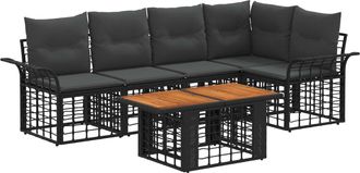 vidaXL Conjunto De Sof&aacute;s De Jard&iacute;n 6 Uds. Negro Y Gris Oscuro Vidaxl