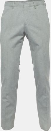 HUGO BOSS Boss By Hugo Boss Grey Herringbone Cotton Trousers S