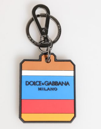 Dolce & Gabbana Multicolor DG Rubber Logo Silver Mens Keychain Mens Keyring