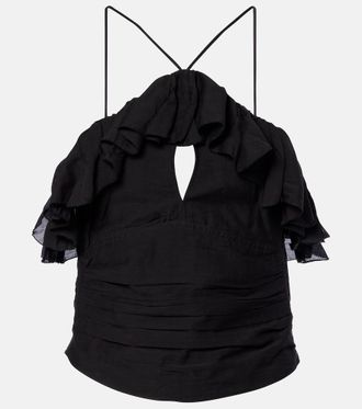 Isabel Marant Djimia halterneck cotton-blend voile top