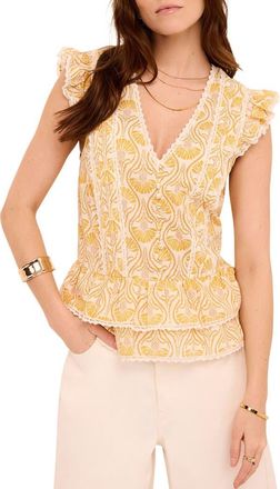 Mint Velvet Cotton Floral Print Top in Yellow at Nordstrom, Size X-Large