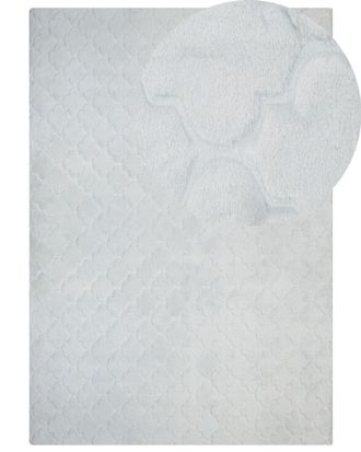 Beliani Tappeto In Pelle Sintetica Di Coniglio Grigio Chiaro 160 X 230 Cm Motivo A Rete Gharo