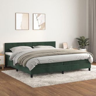 vidaXL Vidaxl - Cama Box Spring Con Colch&oacute;n Terciopelo Verde Oscuro 200x200 Cm