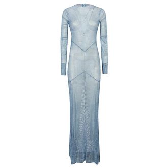 Santa Brands Maxi Uitlopende Jurk met Open Rug - Dames - Avondkleed - Blauw - ONE Size - Katoen - Kleedjes