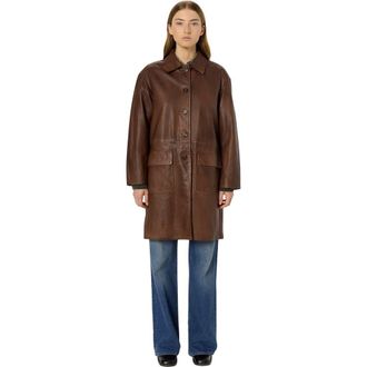 Gerard Darel Madyson Long Leather Jacket in Cigar at Nordstrom, Size X-Large