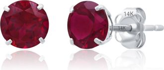 MAX + STONE 14k White Gold 6MM Round Stud Gemstone Earrings