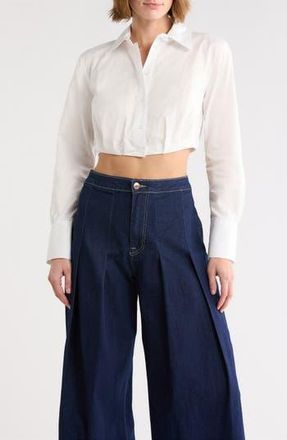 Vigoss Pleated Cotton Top in White at Nordstrom Rack, Size X-Large